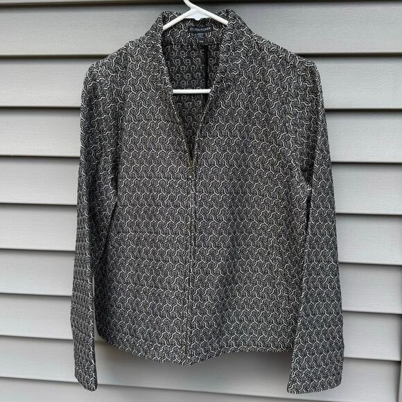Eileen Fisher size M Recycled Cotton Blend Jacquard Flight Blazer Jacket - Picture 2 of 12